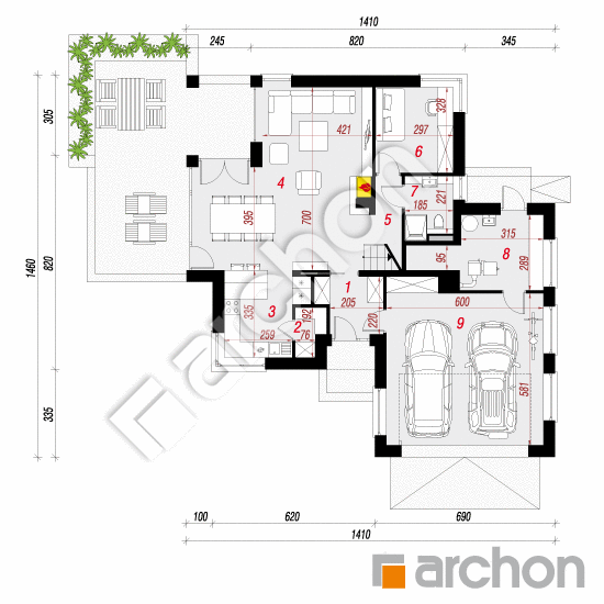 Проект дома ARCHON+ Вилла Элиза 4 (Г2) План першого поверху