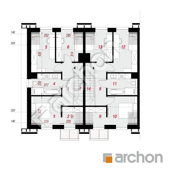 Проект дома ARCHON+ Дом в ривиях 16 (ГР2Б) вер.2 План мансандри
