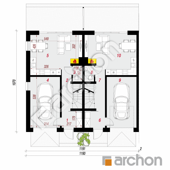 Проект дома ARCHON+ Дом в ривиях 16 (ГР2Б) вер.2 План першого поверху
