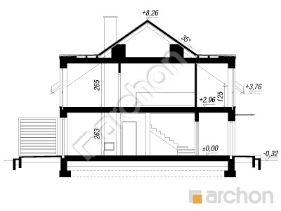 Проект дома ARCHON+ Дом в ривиях 16 (ГР2Б) вер.2 Розріз будинку