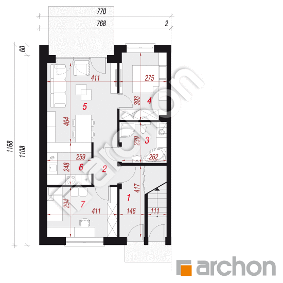 Проект будинку ARCHON+ Будинок в калвілах (Б) План першого поверху