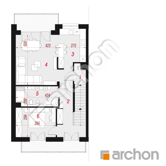 Проект дома ARCHON+ Дом в калвилах (Б) План першого поверху