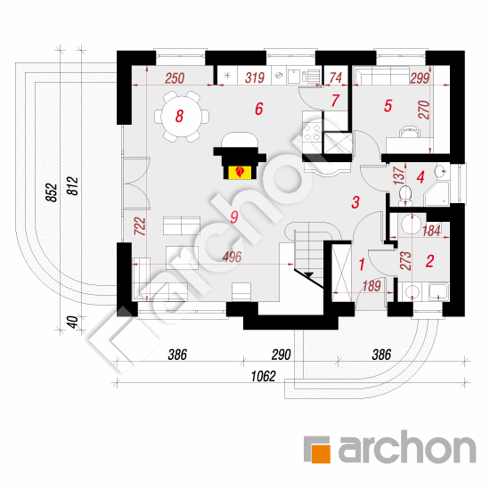 Проект будинку ARCHON+ Будинок в солодках вер.2 План першого поверху