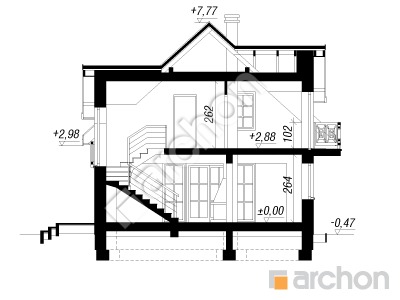 Проєкт будинку ARCHON+ Будинок в солодках вер.2 Розріз будинку