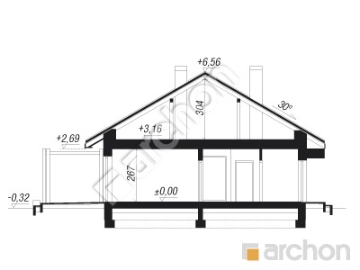 Проєкт будинку ARCHON+ Будинок під горобиною 8 (ГН)  Розріз будинку