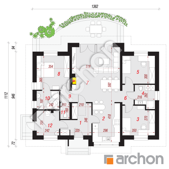 Проект будинку ARCHON+ Будинок в акебіях (В) План першого поверху