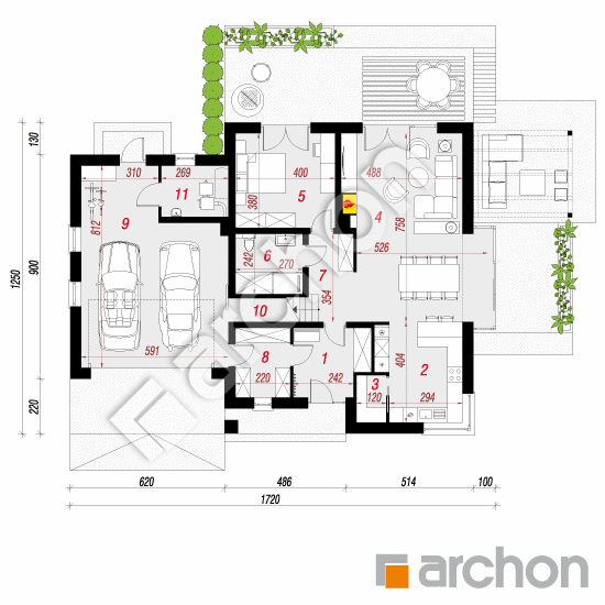 Проект будинку ARCHON+ Будинок у гортензіях 2 (Г2) План першого поверху