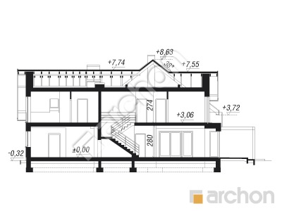 Проект дома ARCHON+ Дом в гортензиях 2 (Г2) Розріз будинку