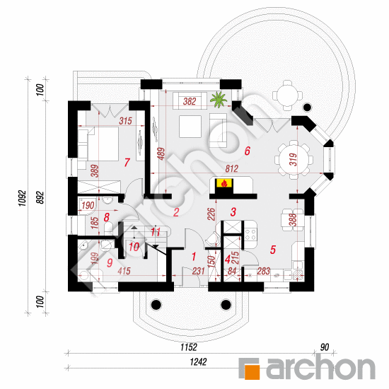 Проект будинку ARCHON+ Будинок в мірабеллі вер.2 План першого поверху
