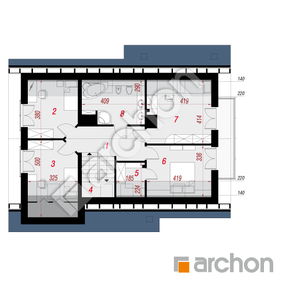 Проект дома ARCHON+ Дом в айдаредах 3 (П) План мансандри