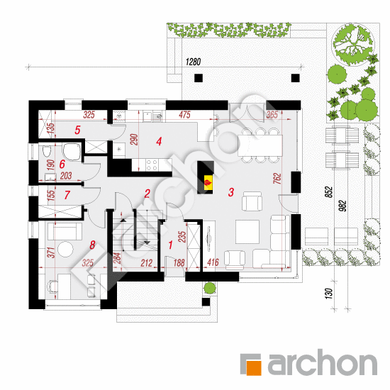 Проект будинку ARCHON+ Будинок в айдаредах 3 (П) План першого поверху