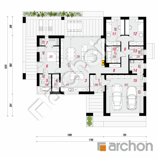 Проект будинку ARCHON+ Будинок в навлоціях 5 (Г2) План першого поверху