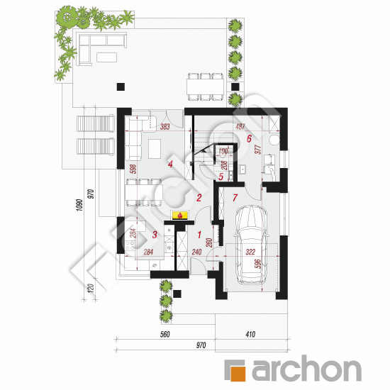 Проект будинку ARCHON+ Будинок в цмині План першого поверху