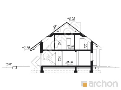 Проект дома ARCHON+ Дом в цмине Розріз будинку