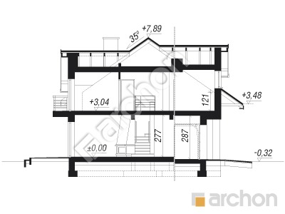 Проект дома ARCHON+ Дом в цикламенах вер. 3 Розріз будинку