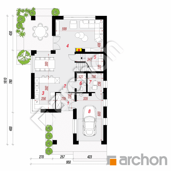 Проект будинку ARCHON+ Будинок в гемантусі План першого поверху