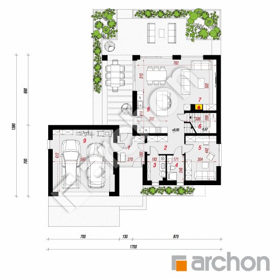 Проект будинку ARCHON+ Будинок в евкаліптах 2 (Г2) План першого поверху