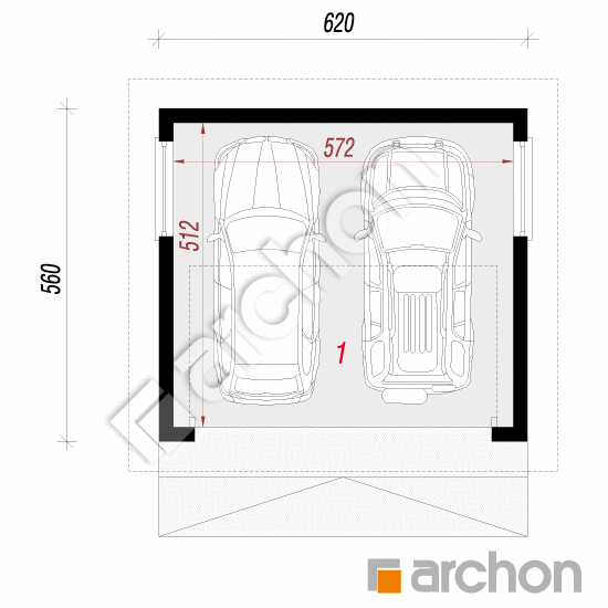 Проект дома ARCHON+ Двухместный гараж Г37 План першого поверху