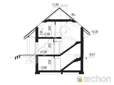 Проект дома ARCHON+ Дом в журавках 3 (П) Розріз будинку