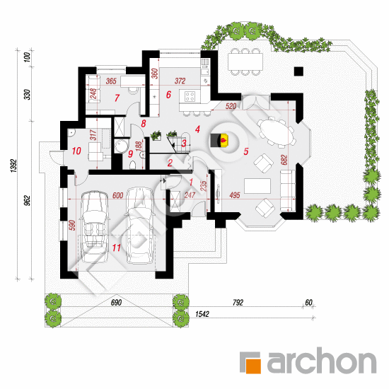 Проект будинку ARCHON+ Будинок в каллатеях 4 вер.2 План першого поверху