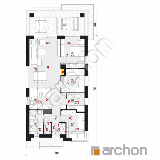 Проект будинку ARCHON+ Будинок під помаранчею (СМ) План першого поверху