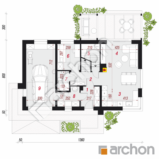 Проект будинку ARCHON+ Будинок в хлорофітумі 10 План першого поверху