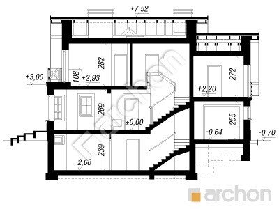 Проект дома ARCHON+ Дом под горной сосной (П) вер.2 Розріз будинку