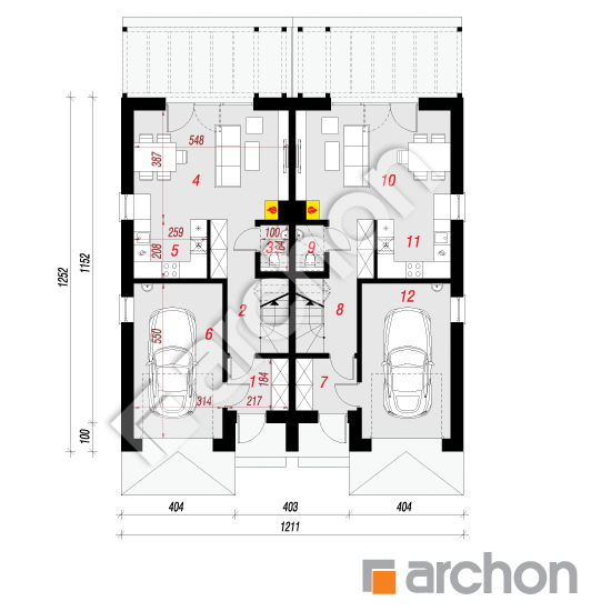 Проект дома ARCHON+ Дом в ривиях 5 (ГР2) вер.2 План першого поверху