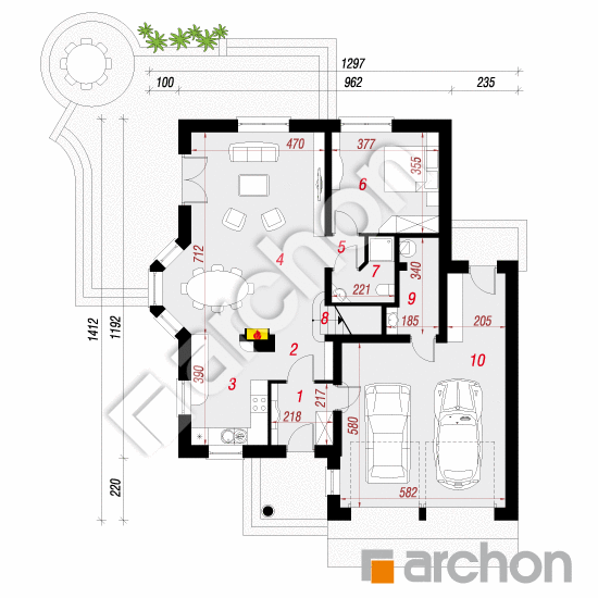 Проект дома ARCHON+ Дом в очанке (Г2) вер.2 План першого поверху