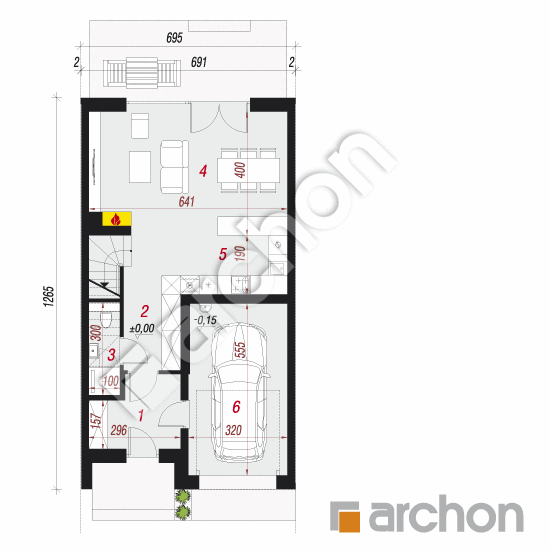 Проект дома ARCHON+ Дом под гинко 19 (ГС) План першого поверху