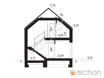 Проект дома ARCHON+ Дом в геликониях 3 (Е) ВИЭ Розріз будинку