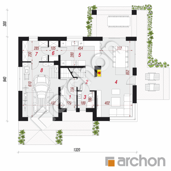 Проект будинку ARCHON+ Будинок в айдаредах 11 План першого поверху