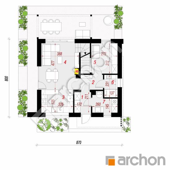 Проект будинку ARCHON+ Будинок в кронселах 2 План першого поверху