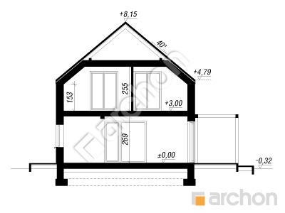 Проект дома ARCHON+ Дом в кронселах 2 Розріз будинку