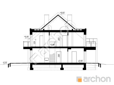 Проект дома ARCHON+ Дом под агавами 2 (С) вер. 2 Розріз будинку