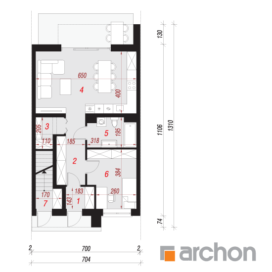 Проект будинку ARCHON+ Будинок в шефердіях (Р2С) План першого поверху