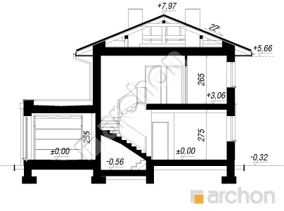 Проект дома ARCHON+ Вилла Юлия 16 (Г) Розріз будинку
