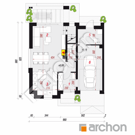 Проєкт будинку ARCHON+ Будинок в гунерах 2 (Б) вер.2 План першого поверху