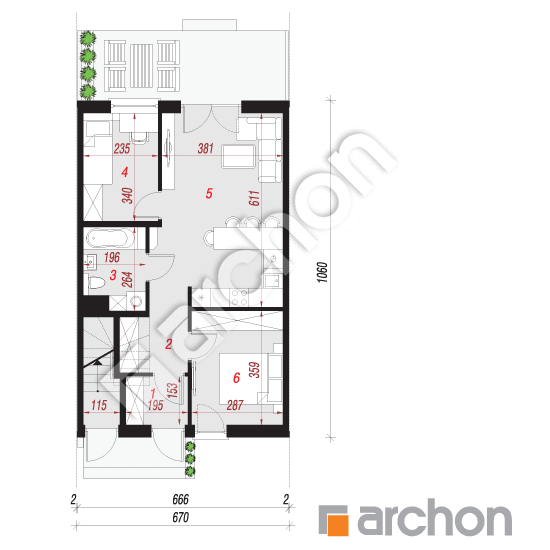 Проект будинку ARCHON+ Будинок в фіалках (Р2СА) План першого поверху