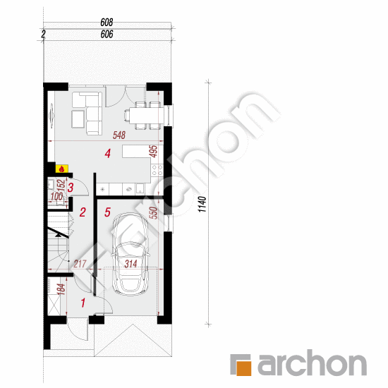 Проект дома ARCHON+ Дом в ривиях (ГБ) План першого поверху