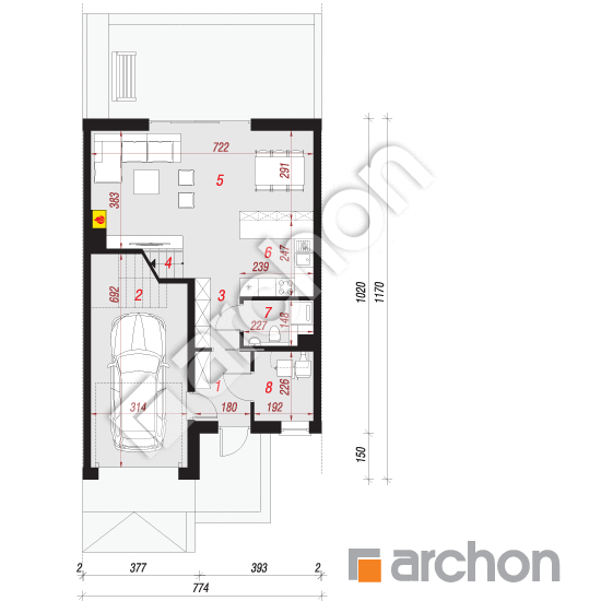 Проект будинку ARCHON+ Будинок в клематисах 21 (С) План першого поверху
