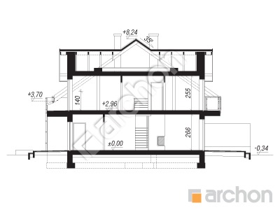 Проєкт будинку ARCHON+ Будинок в клематисах 21 (С) Розріз будинку