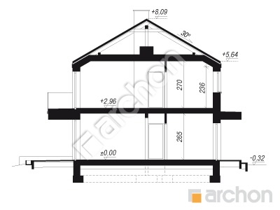 Проєкт будинку ARCHON+ Будинок в халезіях 2 (Р2Б) вер.2 Розріз будинку