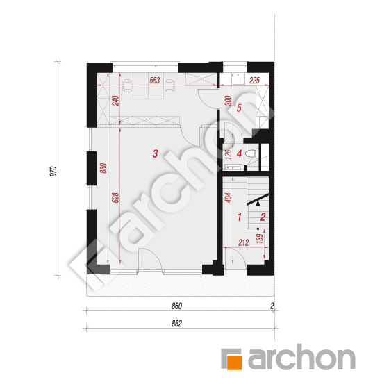 Проект будинку ARCHON+ Будинок в джунах (Б) План першого поверху