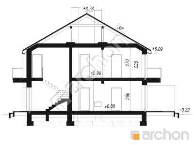 Проект дома ARCHON+ Дом в фиалках (Р2Б) вер.3 Розріз будинку