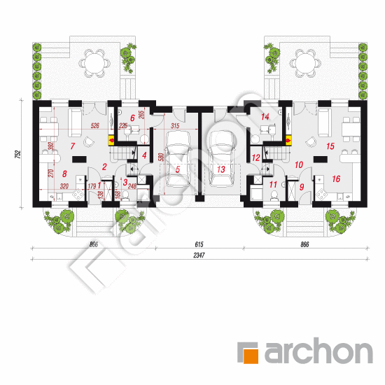 Проект будинку ARCHON+ Будинок в перлівці (Р2Н) План першого поверху
