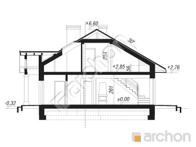 Проект дома ARCHON+ Дом под красной рябиной (ПД) вер.2 Розріз будинку