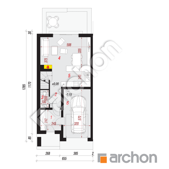 Проект дома ARCHON+ Дом под гинко 7 (ГБНА) План першого поверху