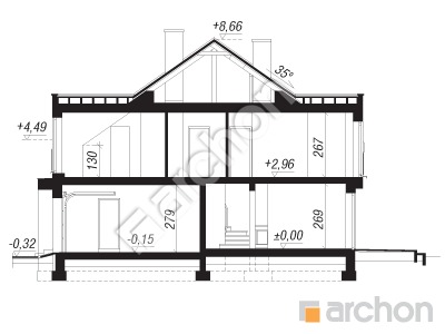 Проект дома ARCHON+ Дом под гинко 7 (ГБНА) Розріз будинку