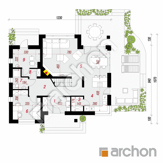 Проект будинку ARCHON+ Будинок в аурорах 2 План першого поверху